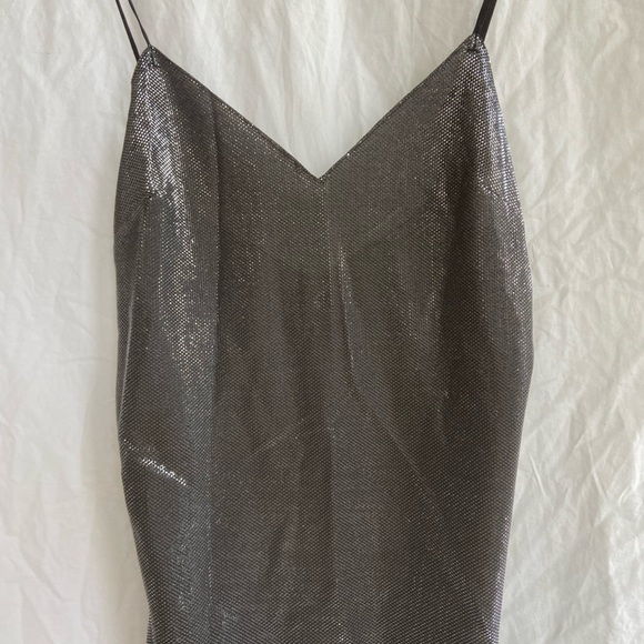 Zara Slip On Dress Party Cocktail Sparkle Metal Silver Size Medium NEW - Picture 11 of 16